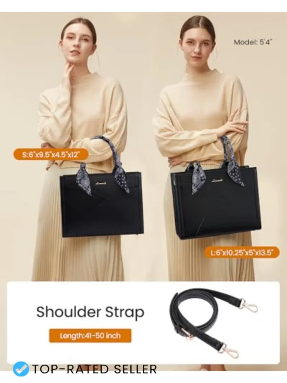 Vegan Leather Satchel Tote Purse with Scarf for Women Work Bag